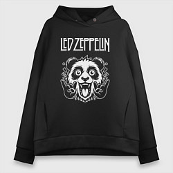 Толстовка оверсайз женская Led Zeppelin rock panda, цвет: черный