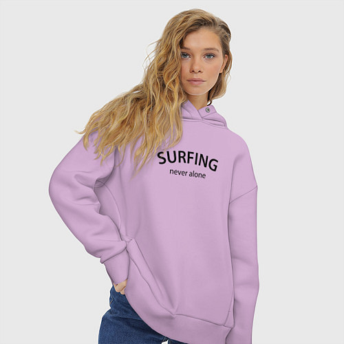 Женское худи оверсайз Surfing never alone / Лаванда – фото 3
