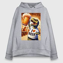 Женское худи оверсайз I love beer - ai art