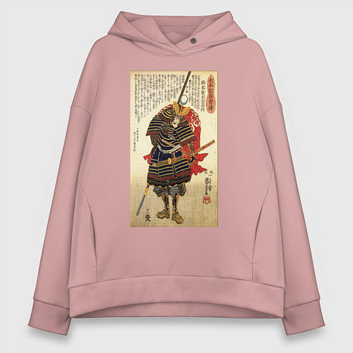 Женское худи оверсайз Самурай Какидзаки Кагэиэ: гравюра укиё-э / Пыльно-розовый – фото 1