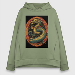 Толстовка оверсайз женская Дракон Муай Тай, цвет: авокадо