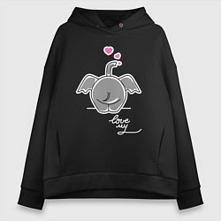 Толстовка оверсайз женская Love me, цвет: черный