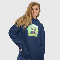 Толстовка оверсайз женская Забавная панда, цвет: тёмно-синий — фото 2