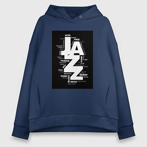 Женское худи оверсайз Джазовые стили / Тёмно-синий – фото 1