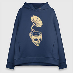 Толстовка оверсайз женская Skull vinyl, цвет: тёмно-синий