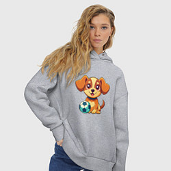 Толстовка оверсайз женская Собака с мячом, цвет: меланж — фото 2