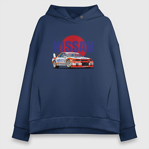 Женское худи оверсайз Nissan Skyline GTR 32 / Тёмно-синий – фото 1