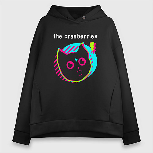 Женское худи оверсайз The Cranberries rock star cat / Черный – фото 1