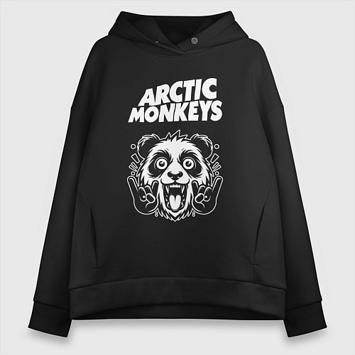 Женское худи оверсайз Arctic Monkeys rock panda / Черный – фото 1