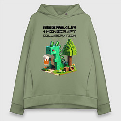 Женское худи оверсайз Collaboration of Minecraft and beersaur - ai art