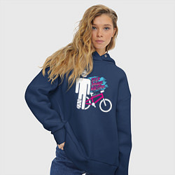 Толстовка оверсайз женская Sports mechanics Bicyclist, цвет: тёмно-синий — фото 2