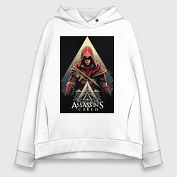 Толстовка оверсайз женская Assassins creed красный костюм, цвет: белый