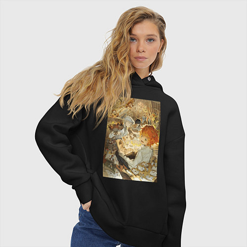 Женское худи оверсайз Обещанный Неверленд Норман / Черный – фото 3