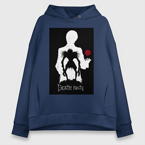 Женское худи оверсайз Тетрадь смерти Рюк яблоко / Тёмно-синий – фото 1