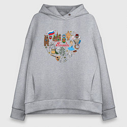 Толстовка оверсайз женская Россия турист, цвет: меланж