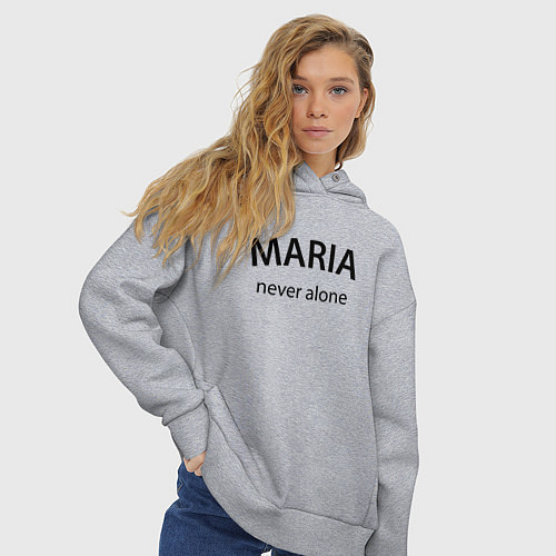 Женское худи оверсайз Maria never alone - motto / Меланж – фото 3