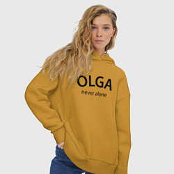 Толстовка оверсайз женская Olga never alone - motto, цвет: горчичный — фото 2