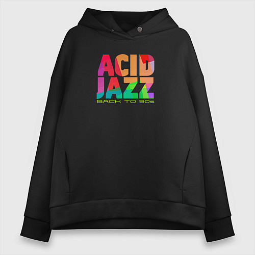 Женское худи оверсайз Acid jazz colorful / Черный – фото 1