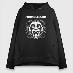 Толстовка оверсайз женская Nickelback rock panda, цвет: черный