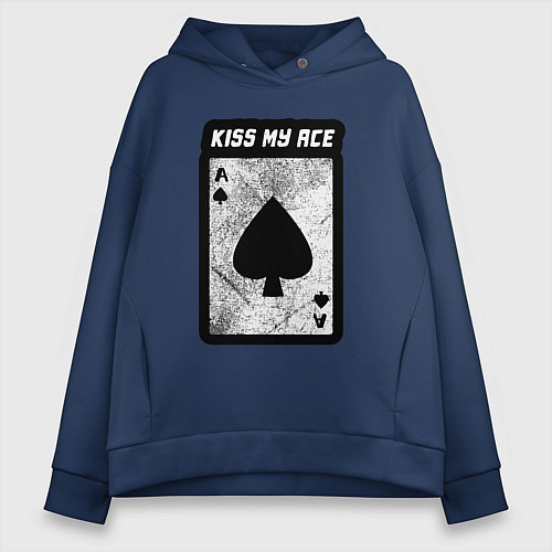 Женское худи оверсайз Поцелуй мой туз / Тёмно-синий – фото 1