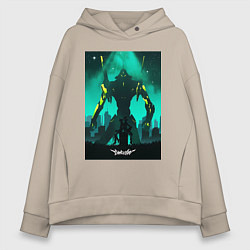 Толстовка оверсайз женская Евангелион Синдзи Икари, цвет: миндальный