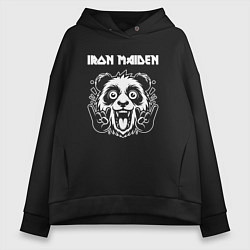 Толстовка оверсайз женская Iron Maiden rock panda, цвет: черный