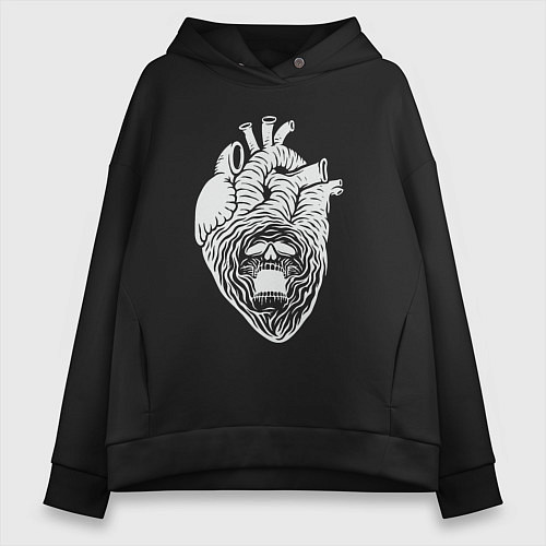 Женское худи оверсайз Dead heart / Черный – фото 1