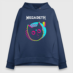 Толстовка оверсайз женская Megadeth rock star cat, цвет: тёмно-синий