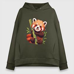 Толстовка оверсайз женская The Red Panda, цвет: хаки