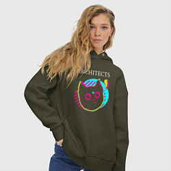 Толстовка оверсайз женская Architects rock star cat, цвет: хаки — фото 2