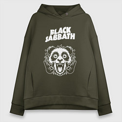 Толстовка оверсайз женская Black Sabbath rock panda, цвет: хаки