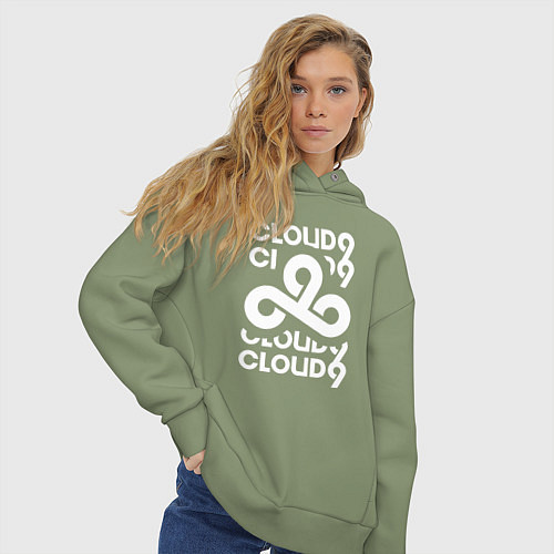 Женское худи оверсайз Cloud9 - in logo / Авокадо – фото 3