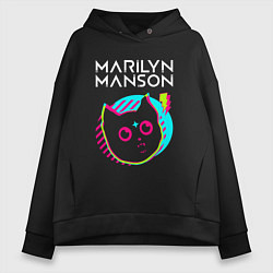 Женское худи оверсайз Marilyn Manson rock star cat