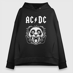 Толстовка оверсайз женская AC DC rock panda, цвет: черный