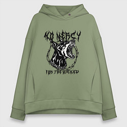 Толстовка оверсайз женская Нет пощады нечестивым, цвет: авокадо