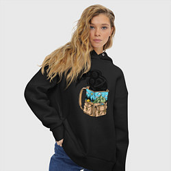 Толстовка оверсайз женская Космос в рюкзаке, цвет: черный — фото 2