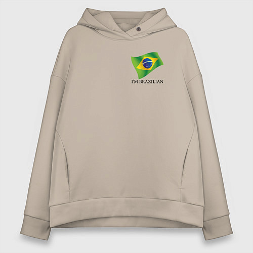 Женское худи оверсайз Im Brazilian - motto / Миндальный – фото 1