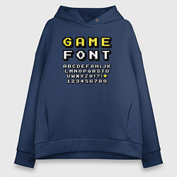 Толстовка оверсайз женская Game font, цвет: тёмно-синий