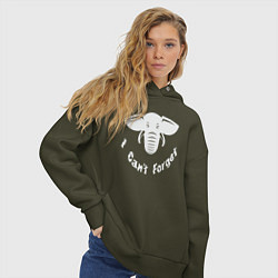 Толстовка оверсайз женская Я не могу забыть, цвет: хаки — фото 2