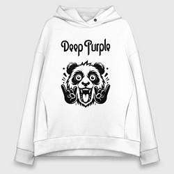Толстовка оверсайз женская Deep Purple - rock panda, цвет: белый