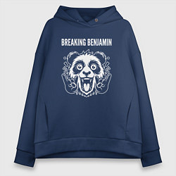 Толстовка оверсайз женская Breaking Benjamin rock panda, цвет: тёмно-синий