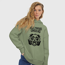 Толстовка оверсайз женская Hollywood Undead - rock panda, цвет: авокадо — фото 2