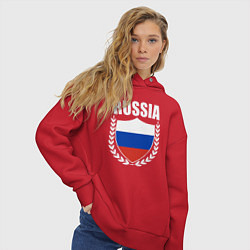 Толстовка оверсайз женская Russian flag, цвет: красный — фото 2
