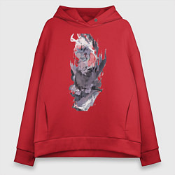 Толстовка оверсайз женская Re:Zero Рем горничная, цвет: красный