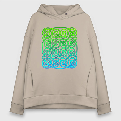 Женское худи оверсайз Кельтский бесконечный зеленый узор / Миндальный – фото 1