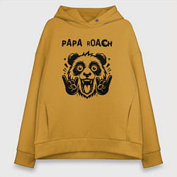 Толстовка оверсайз женская Papa Roach - rock panda, цвет: горчичный