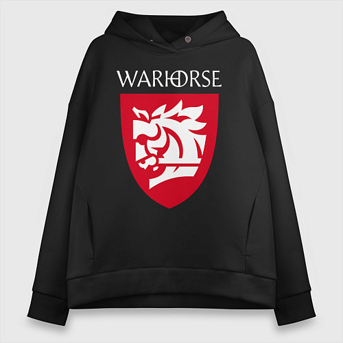 Женское худи оверсайз Warhorse logo / Черный – фото 1