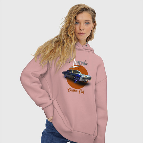 Женское худи оверсайз Американская автоклассика Chevrolet Impala / Пыльно-розовый – фото 3