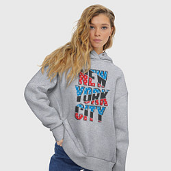 Толстовка оверсайз женская Америка Нью-Йорк, цвет: меланж — фото 2