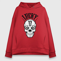 Толстовка оверсайз женская Lucky skull, цвет: красный